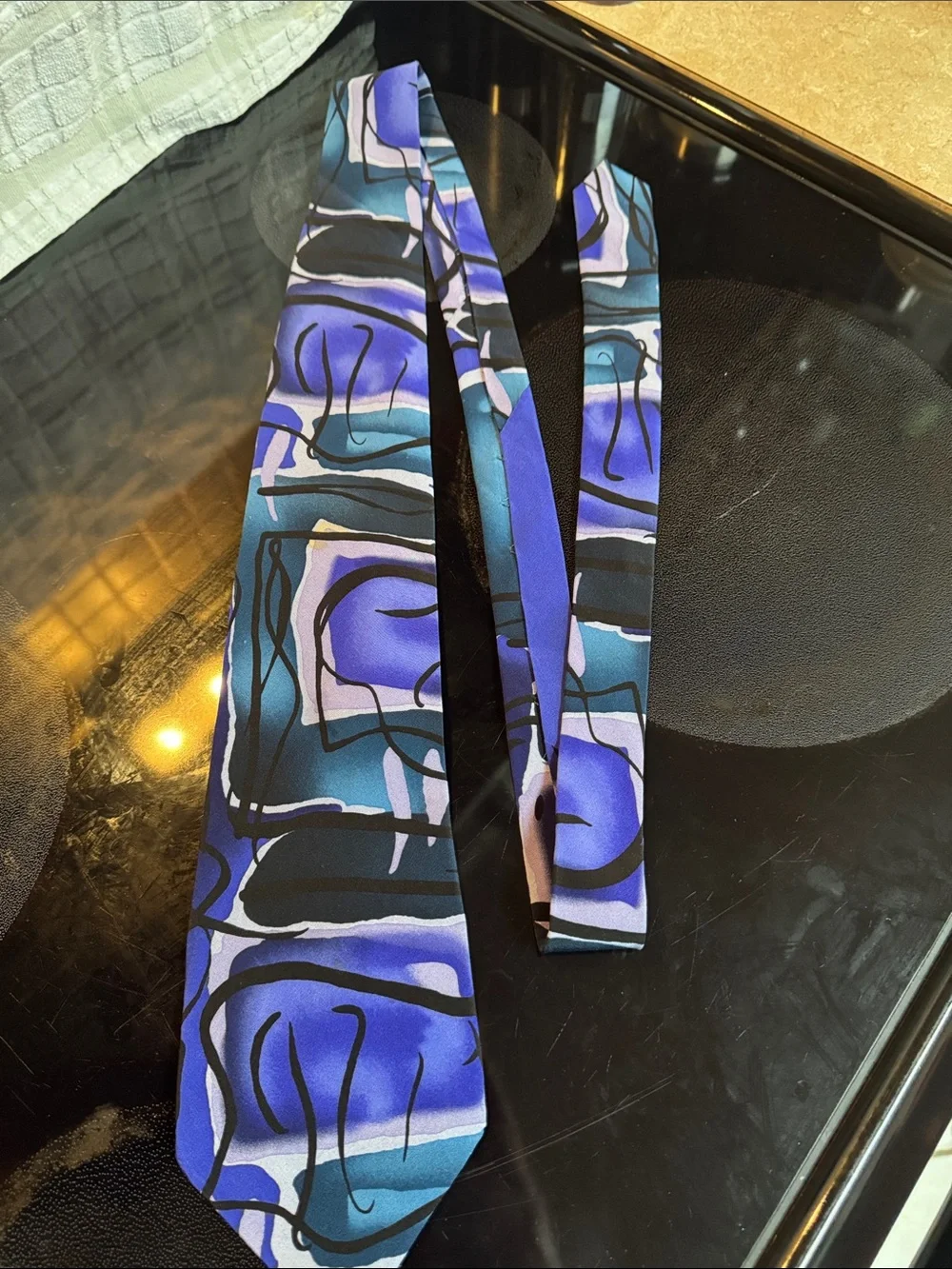 J. Garcia Blue and Purple Abstract Men's Tie
